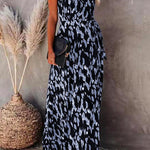 College Vacation Zebra Print Patchwork V Neck Sling Dress Dresses
