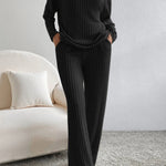 Ribbed V-Neck Top and Pants Set