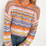 Nadorine Casual Sweater Rainbow Striped Knitwear