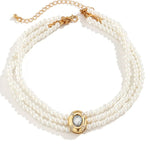 Short Faux Pearl and Turquoise Bead Necklace