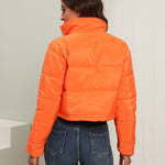 Short Puffer Jacket Stands Up Zipper Outerwear