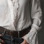 Casual And Versatile White Lace-Trimmed Shirt