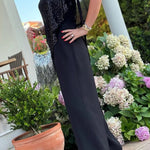 Party Favors Sequin One Shoulder Ruffle Detail Wide Leg Evening Jumpsuit