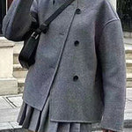 British Style Elegant Solid Buttons Mandarin Collar Outerwear