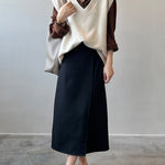Soft Felt Loose Fit V Neck Sweater Vest