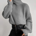 Rolled Neck Drop Shoulder Sweater