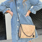 New Washed Denim Puff Sleeve Dress