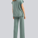 Women's Two Piece Outfits Sweater Sets Knit Pullover Tops High Waisted Pants Lounge Sets