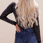 Rhinestone Embellished Long Sleeve Bodysuits