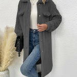 Fuzzy Faux Shearling Lapel Button Down Fleece Outwear Flannel Jacket