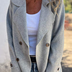 Solid Color Lapel Long Sleeve Button Casual Jacket