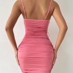 Lace Patchwork Tie-up Backless Pleated Mini Dress