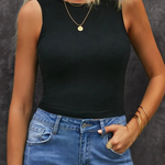 Ribbed Knit Basic Cropped Tank Top