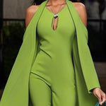 Batwing Sleeves Loose Hollow Solid Color Split-Joint Cold Shoulder Jumpsuits