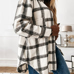 Flannel Plaid Shirts Batwing-Sleeve Button Down Roll Up Long Sleeve Collar Streetwear Blouse Tops