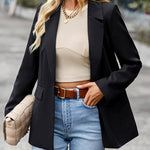 Nadorine Casual Long Blazer Jacket Lapel Open Front Office Suit