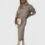 Teresa | Elegant Dress and Turtle Neck Sweater Set
