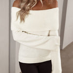 Off Shoulder Fold Over Sweater Sweaters