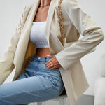 Nadorine Casual Blazers Double Breasted Long Sleeve Work Office Blazer Jacket