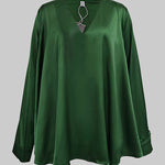 Solid Color V-Neck Long Sleeves Blouse Shirt Top