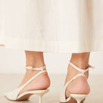 White Pointed-Toe Stiletto Sandals