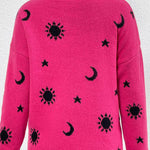 Skull jacquard crew neck pullover knitted sweater