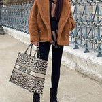 Lapel Fleece Jacket Long Sleeve Pockets Faux Fur Dressy Fall Outfits