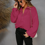 Nadorine Casual Long Sleeve Half Zip Pullover Sweaters