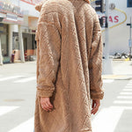 Plush Loose Single-breasted Rhombus Design Coat