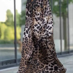 Rayna Lace Mixed Leopard Print Balloon Sleeve A-line Maxi Dress