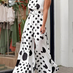 High Waisted Sleeveless Polka-Dot Mock Neck Jumpsuits