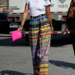 Stylish Selection Wide Leg Loose Checkerboard Printed Casual Pants Bottoms
