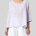 Nadorine Plus Size Lightweight 3/4 Sleeve Crewneck Blouses Solid Loose Fit Shirts