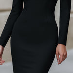 Embellished Square-Neck Bodycon Dress