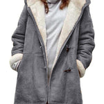 Fleece Hooded Cardigan Casual Long Sleeve Warming Outwear