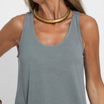 Two-piece Set Solid Short Sleeve O Neck Tank Maxi Skirt