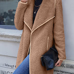 Lapel Irregular Mid -length Double -sided Plush Coat