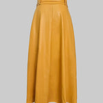 A-Line High Waisted Belted Pockets Solid Color Zipper Skirts Bottoms