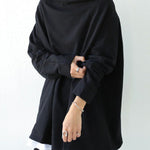 Urban Black&Gray High-Neck Long Sleeve Oversize T-Shirt