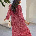 Nadorine Women's Chiffon V-neck Simple Floral Print Dress