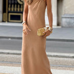 Slim Fit Pleated Sling Maxi Dress