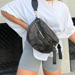 WASHED ROLL UP SLEEVE STUDDED OVERSIZED TEE