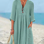 Nadorine Women's Casual Long Sleeve Dresses Fashion Comfy Shift Dresses Stylish Midi Sundress