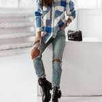 Women Flannel Plaid Light Weight Jacket Shirts Long Sleeve Button Down Shirts Coats