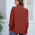 Nadorine V Neck Button Down Shirts Long Sleeve Collared Blouses Tops