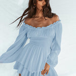 Off shoulder Long Sleeve Romper Dress