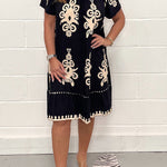 Vintage Print Round Neck Dress
