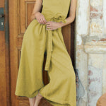 Casual Solid Cross Straps V Neck Sleeveless Two Pieces