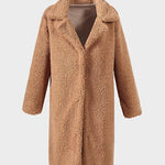 Faux Fur Plush Coat Open Front Solid Long Teddy Overcoat