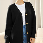 Open Front Oversized Button Lightweight Sweaters V Neck Loose Cardigans Knit Outwear